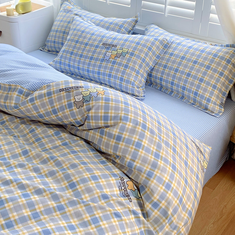 New thickened twill sanding four-piece cotton-proof student dormitory bed sheet quilt cover three-piece gift generation