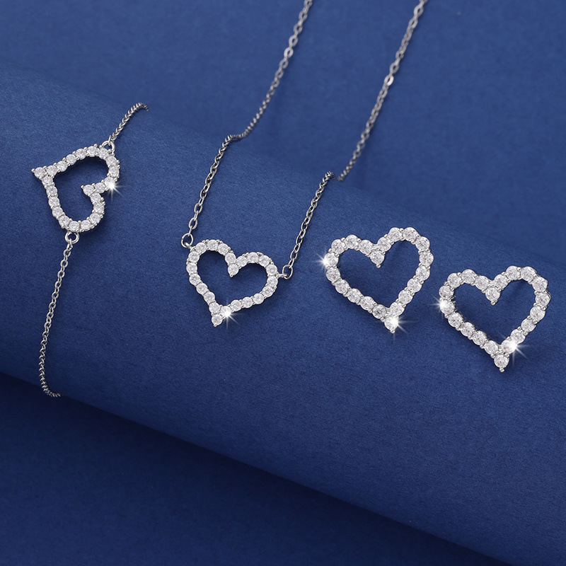 Banquet, Tea Party Occasion Copper Material Copper Basic Modern Style Classic Style Plating Inlay Geometric Heart Shape Rhinestones Jewelry Set