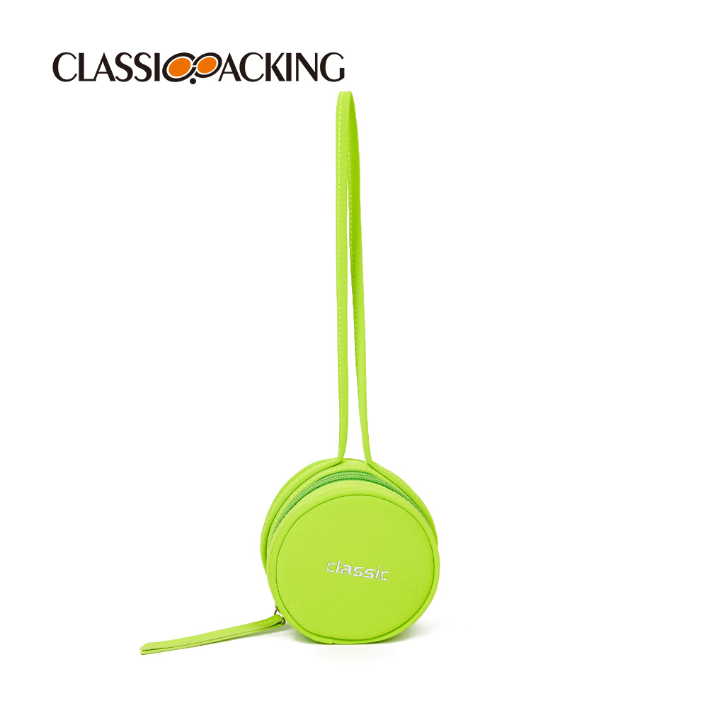 Monedero al por mayor de fábrica Material de PU verde lindo Tendencia Bolsa de almacenamiento de lápiz labial de todo fósforo Bolsa para auriculares Logotipo impreso