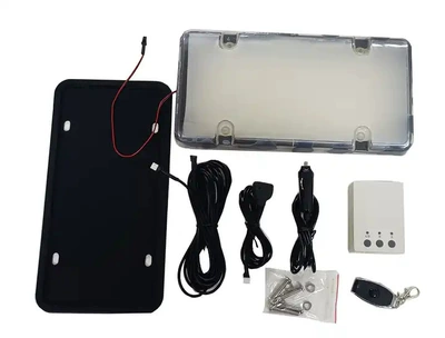 New North American Standard License Plate Frame Remote Control Fog Version Gray License Plate Holder Electric Vehicle Number Protection Frame License Plate Holder (License plate holder/license plate holder) - single-card
