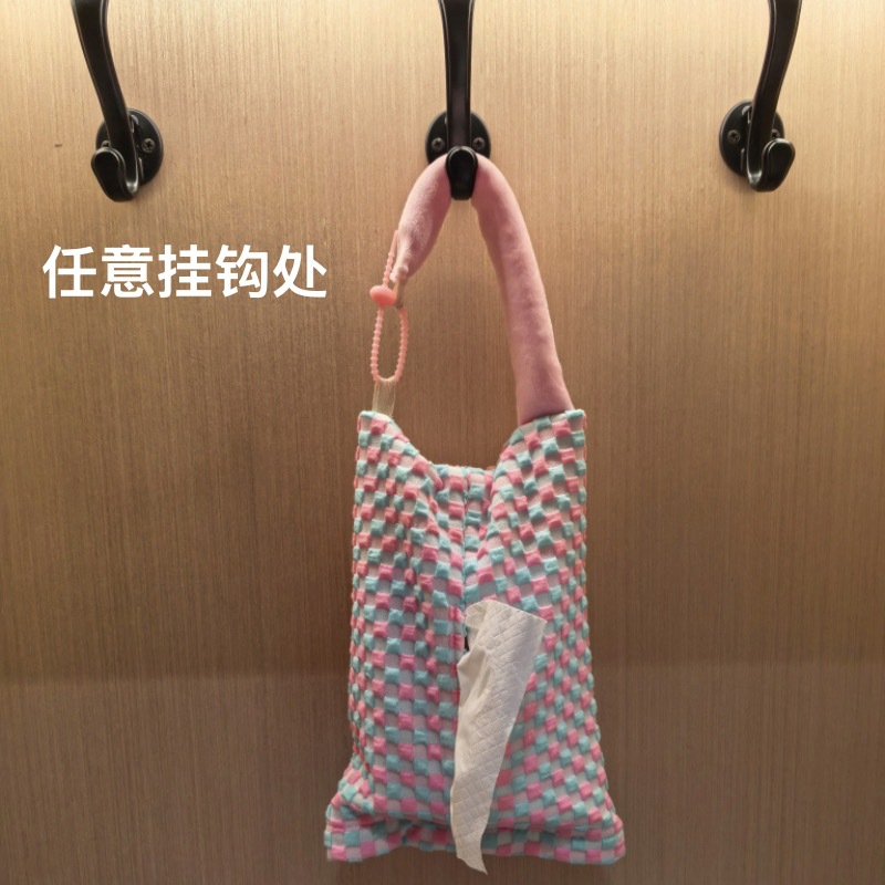 Car-Mounted Tissue Box, Fabric Tissue Bag, Car Tissue Box Supplies, Household and Car Universal Hanging Tissue Box