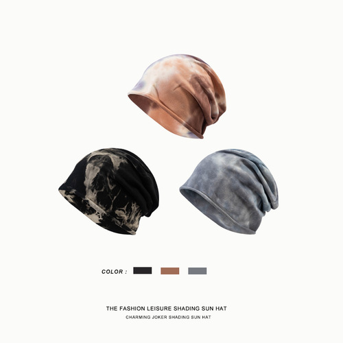 Japanese trendy Korean niche tie-dye pile hat thin Baotou hat versatile fashion confinement hat men and women headscarf hat