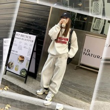 网红大码胖休闲时尚运动套装女秋冬加绒加厚新款减龄两件套默认项