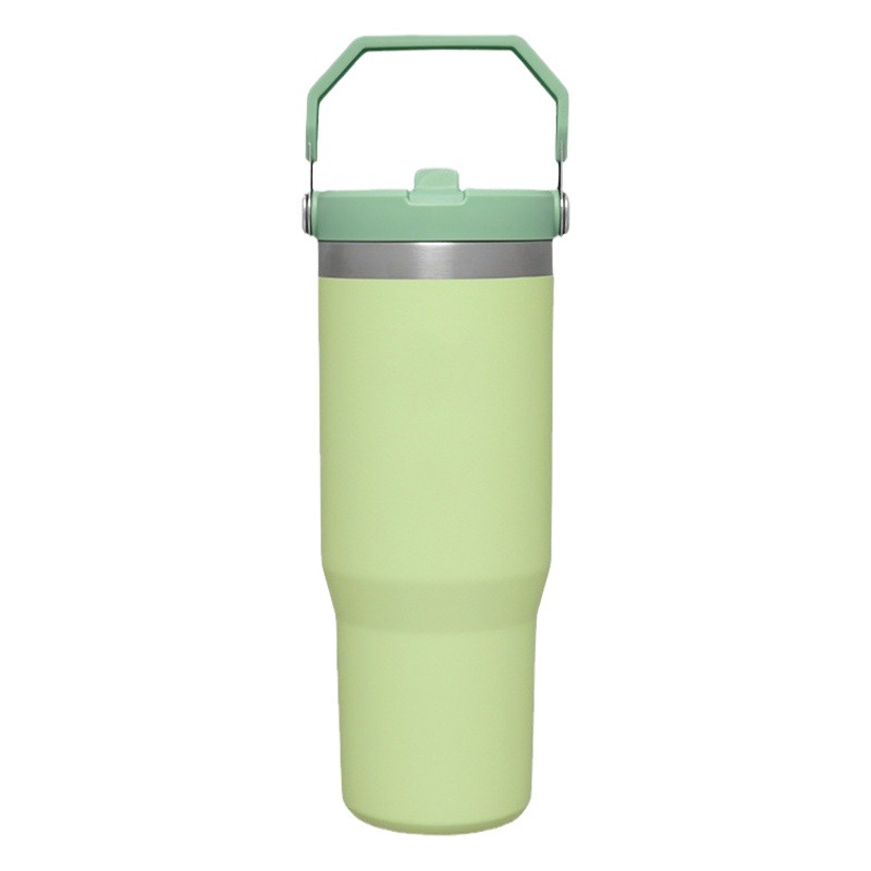 Nueva taza aislada de acero inoxidable 304, éxito de ventas transfronterizo, taza portátil con popote de 30 oz, taza de hielo para auto.