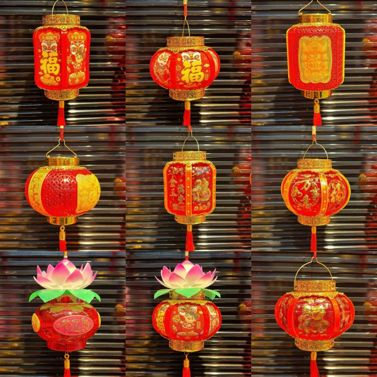 传统灯笼元宵节庆挂饰中式荷花福灯手提音乐发光灯笼夜市地摊批发