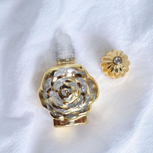 Rose perfume refill bottle glass 10ml sample spray bottle portable essential oil rolling ball empty bottle massage roller ball bottle