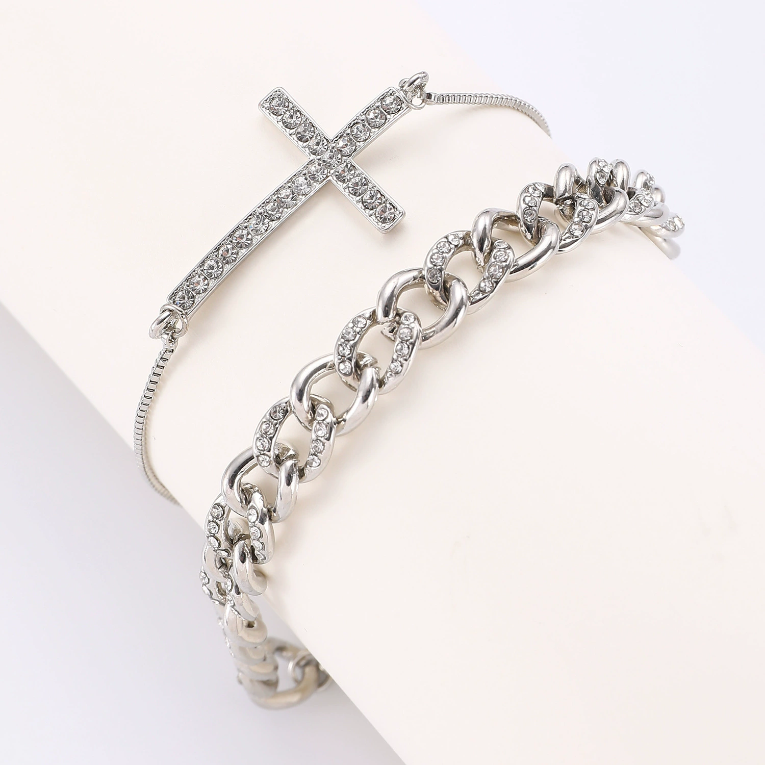Metal Bracelet Set, 4-Piece Multi-Style (hip-hop, punk, European) – mixed finishes