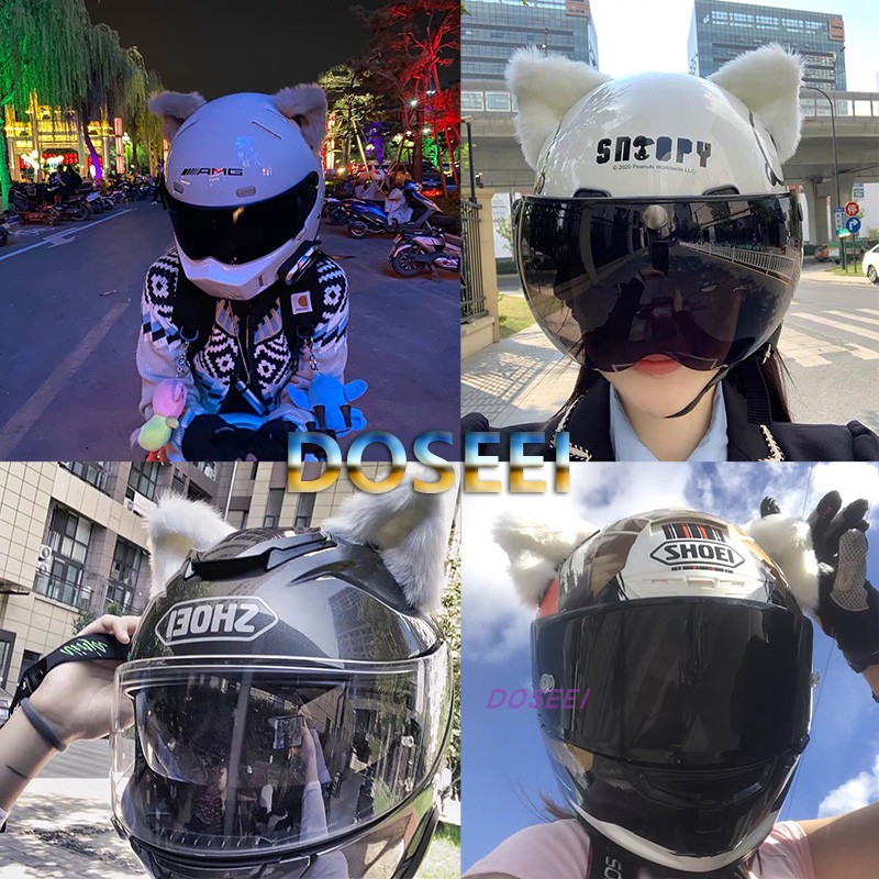 Trendy Helmet Decoration with 3D Cat Ears for Motorcycles, Electric Scooters, and Skiing Helmets, Delivery Accessories for Goddesses