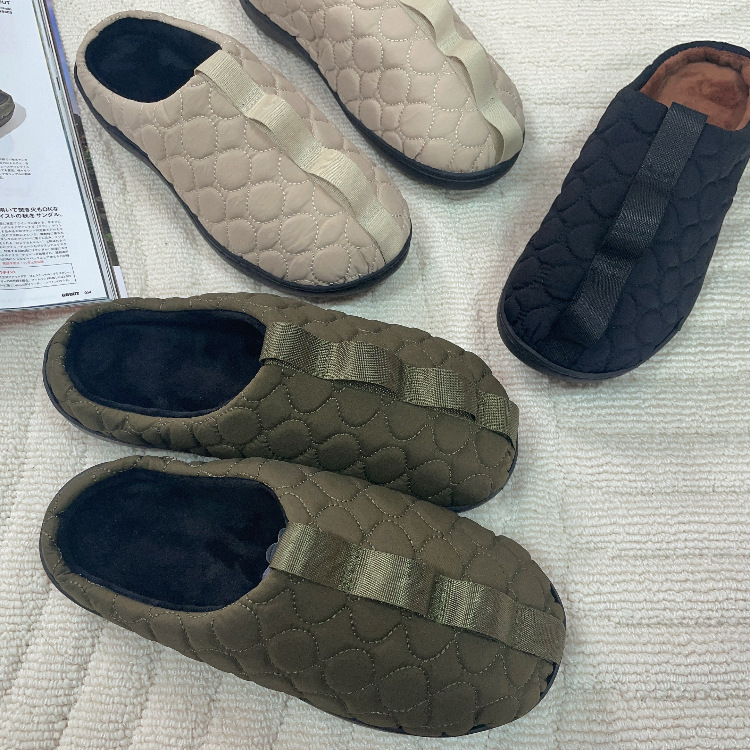 Exported to Japan, Indoor and Outdoor Quilted Ribbon Slippers with Full Waterproof Side Seams