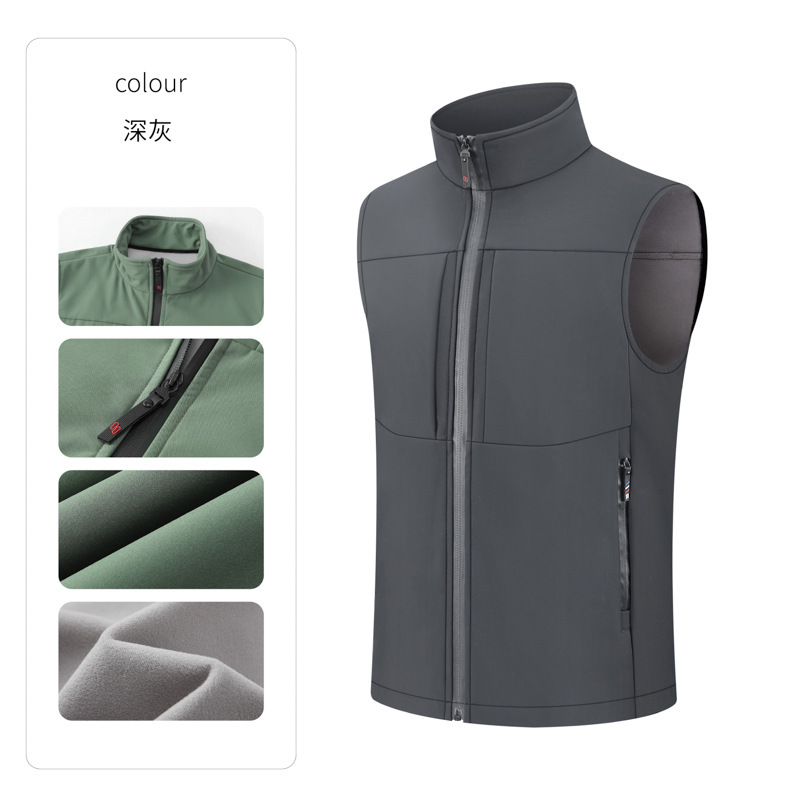软壳冲锋衣马甲定制logo多口袋防水背心印字印图工作服加厚坎肩|undefined