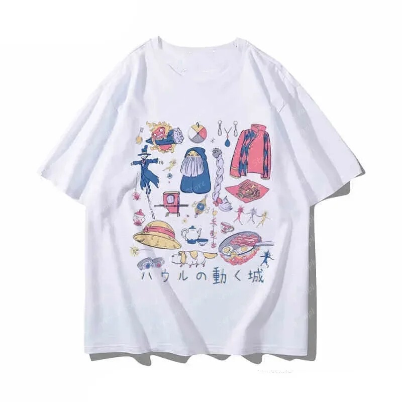 Women's T-Shirt Harajuku Aesthetic Hayao Miyazaki Howl's Moving Castle Anime Spirited Away European and American Style Short Sleeve Women's T-Shirt Harajuku Aesthetic Hayao Miyazaki Howl's Moving Castle Anime Spirited Away European and American Style Short Sleeve