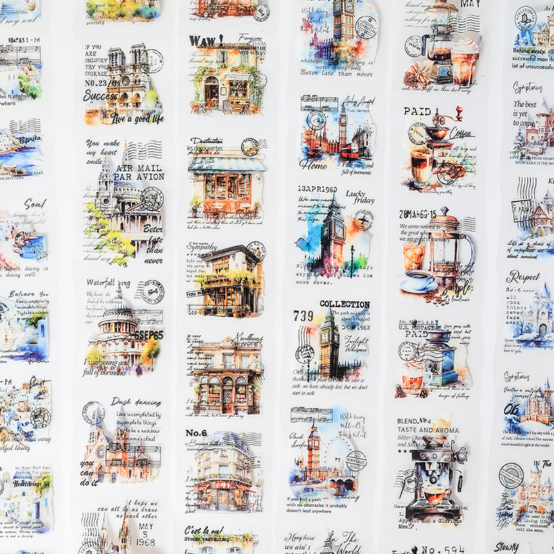 Shanye Qingkuang clásico retro europeo y americano mansión tema arquitectónico pet impermeable libro de mano material etiqueta de decoración