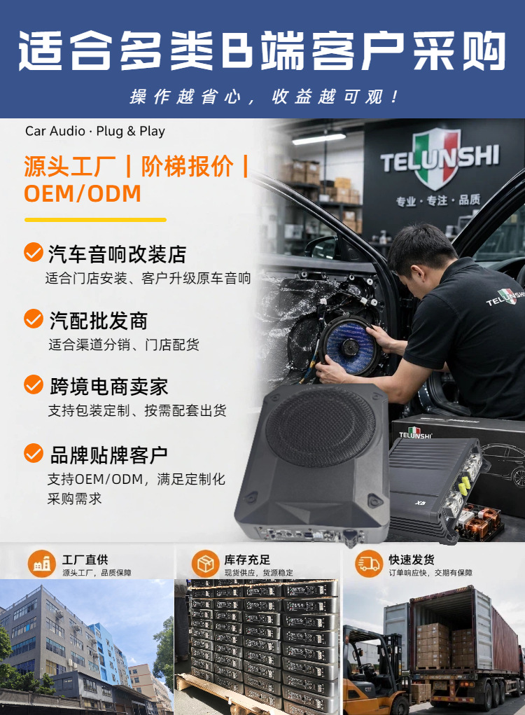 Source Factory Car Subwoofer 10inch Ultra-Thin Active Under-Seat Pure Bass Car Audio Modification Wholesale