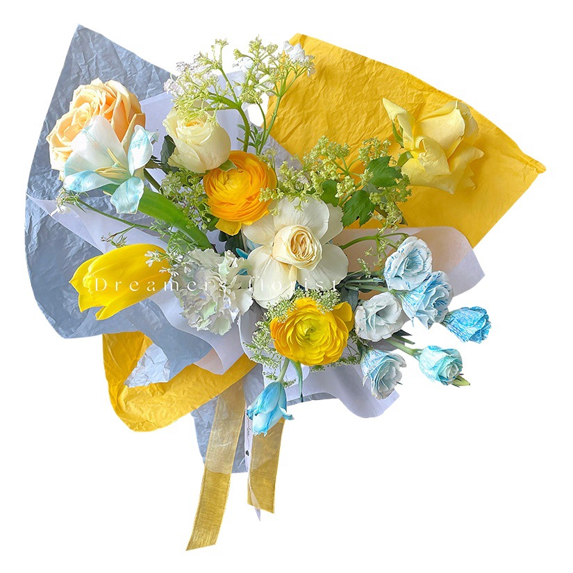 Materiales de floristería al por mayor arte floral ramo de flores materiales de embalaje papel de piedra hecho a mano papel crepé amasado a mano papel de Chennai