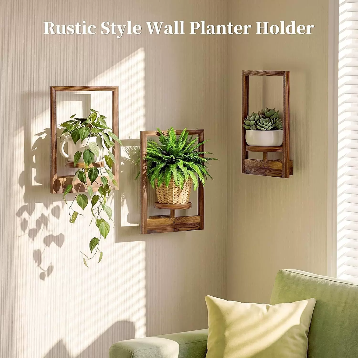 木质悬浮式壁挂花盆架绿植展示架室内植物悬挂式花盆墙面装饰花架