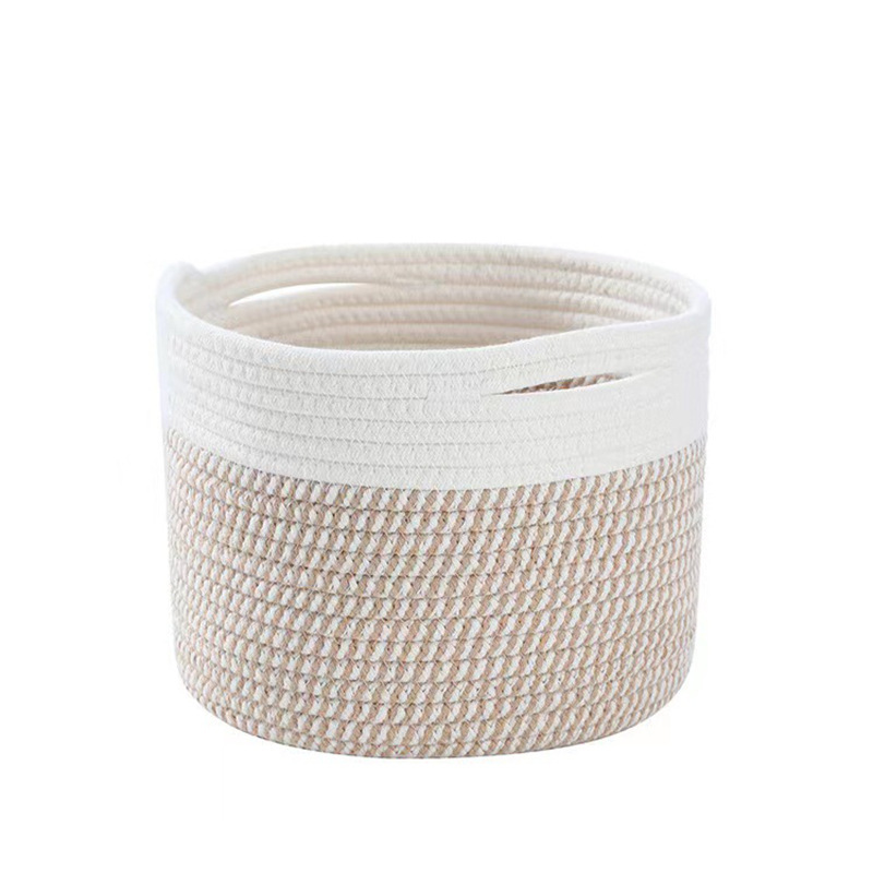 綿紐編み収納バスケット、テーブル雑貨・お菓子収納バスケット、子供のおもちゃ収納バスケット、浴室用汚れた服入れバスケット|undefined