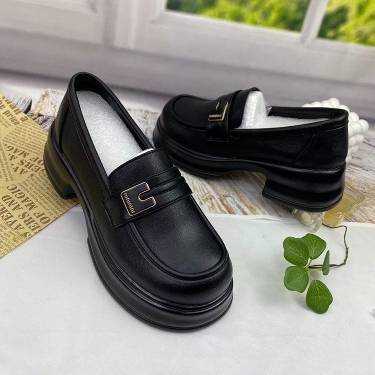 Новая обувь Lefu весной 2025 женская мягкая подошва мягкая лапша удобная дикая мама кожаная обувь одна педаль рабочая обувь