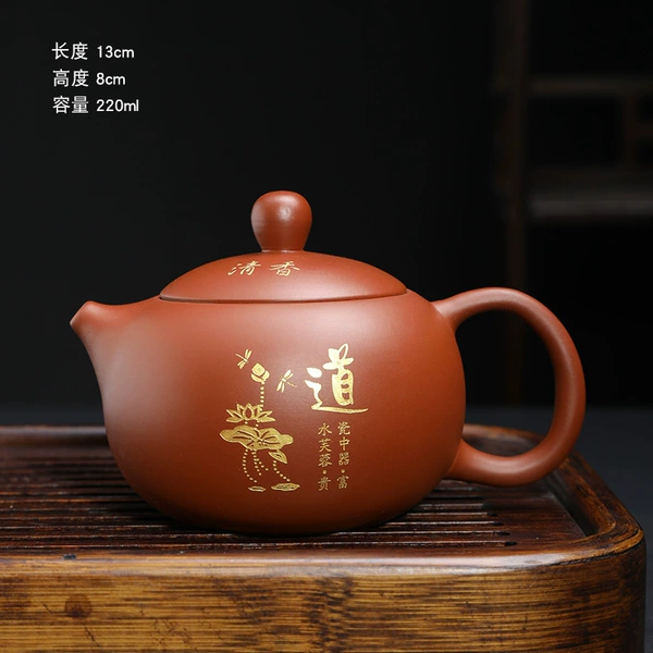 Zisha pot/Xi Shi pot/red purple sand/carving gold single pot