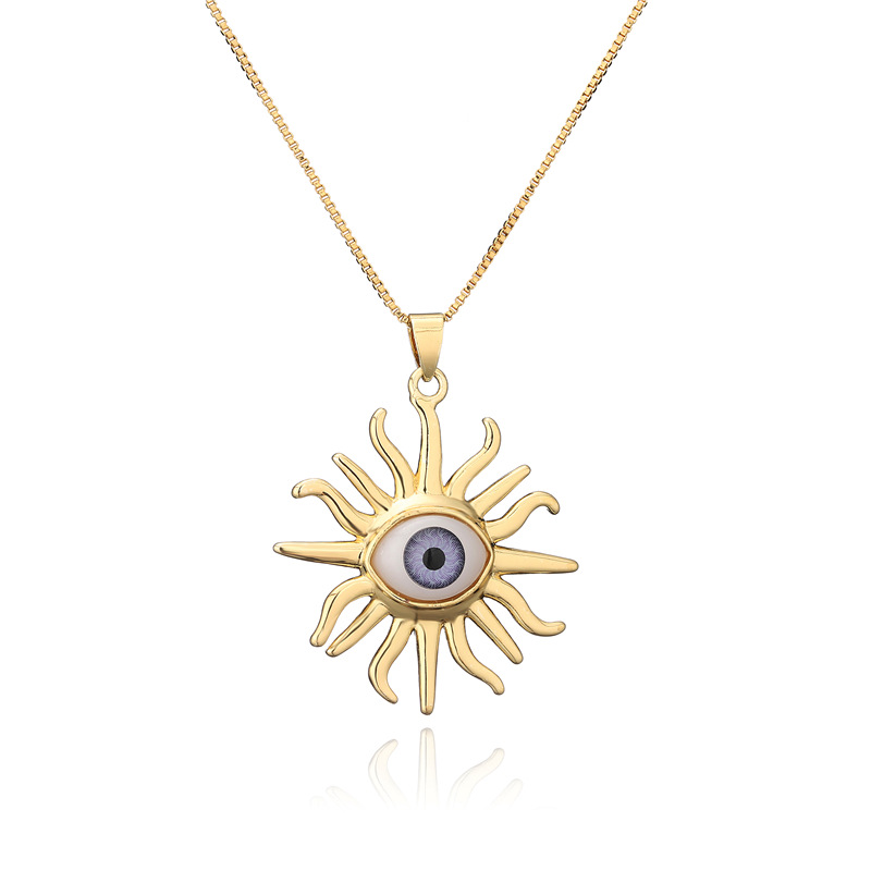 wholesale jewelry sun-eye shape pendant copper necklace nihaojewelry