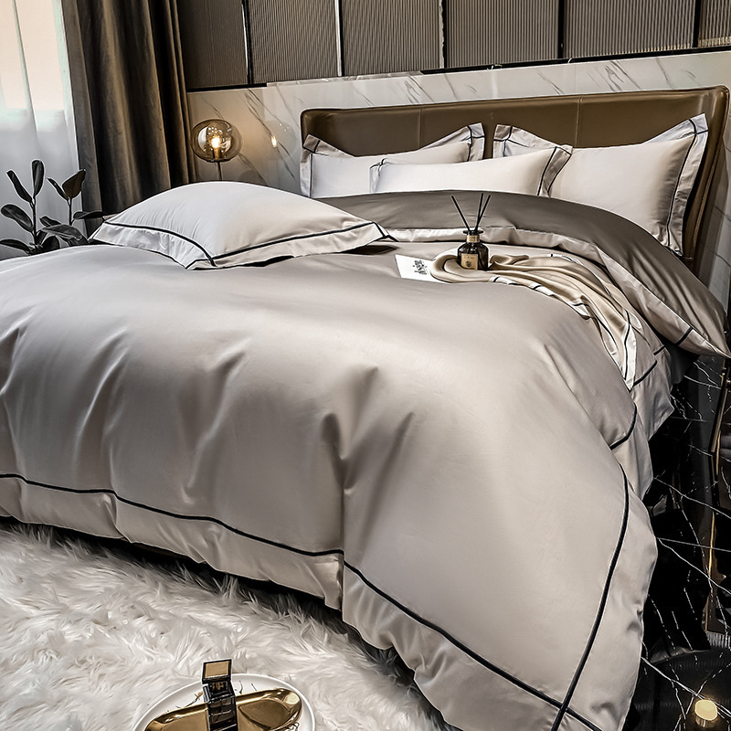 Light Luxury Pure Cotton Four-piece Set Xinjiang Long-staple Cotton Spring and Autumn Pure Cotton Bed Sheet Quilt Cover Bedding High-grade Sense Bed Cover