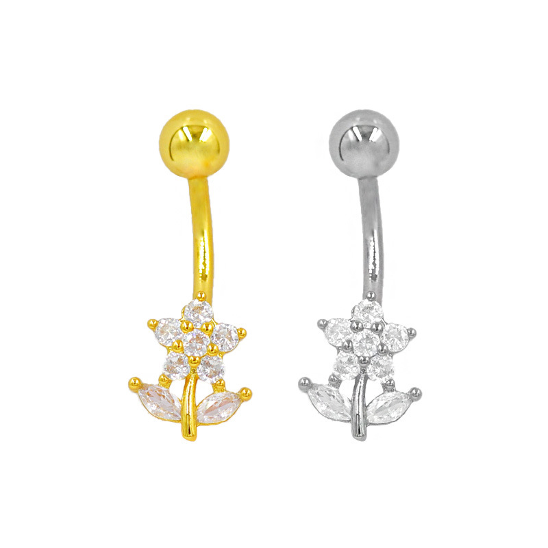 Zierliches Blumen Bauchnabelpiercing Für Damen Elegantes Design_voghion.com