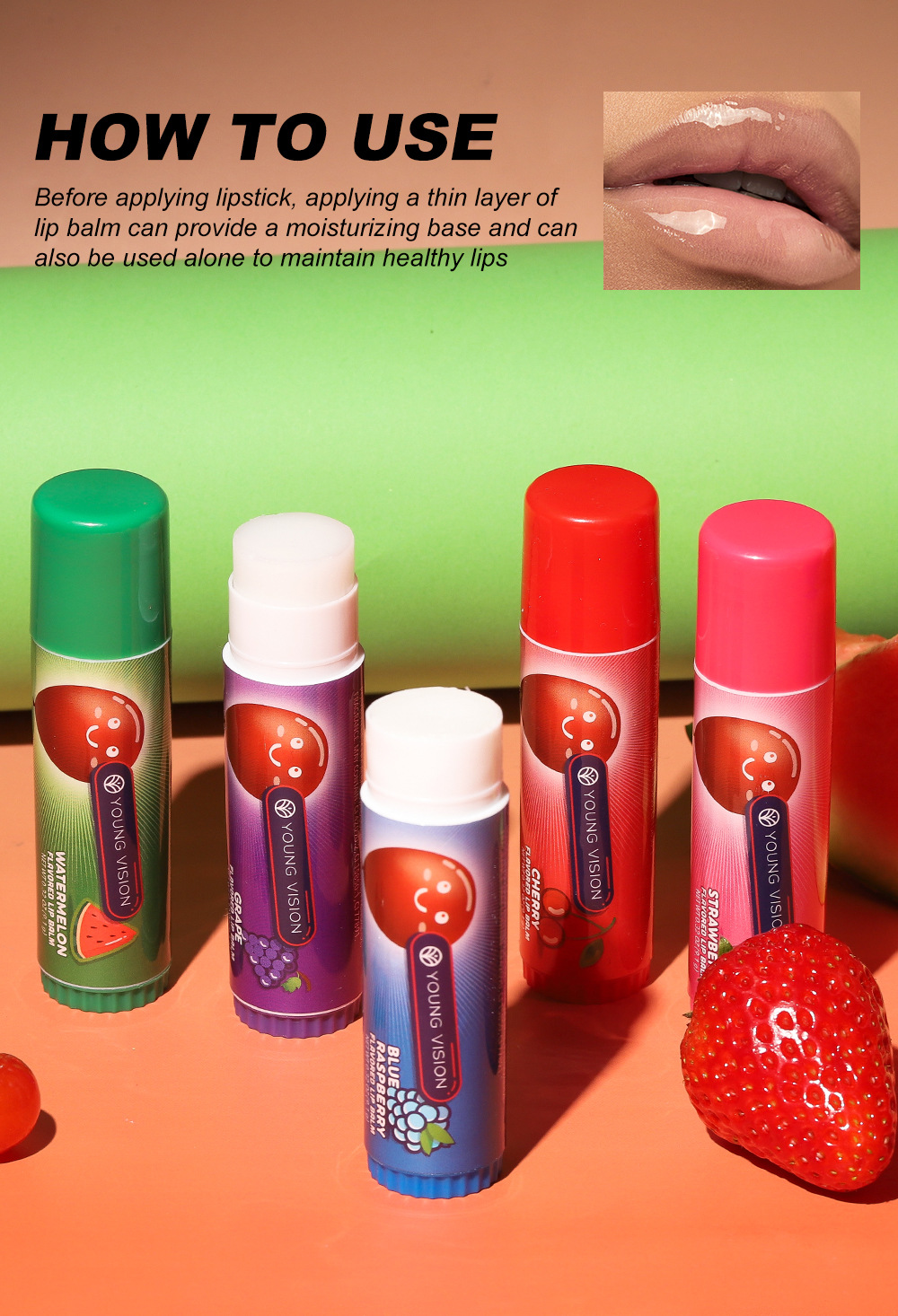 YOUNG VISION Lip balm Moisturizing and Nourishing fruit-flavored cross-border lip balm undefined