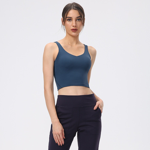 Shockproof sports bra for women with chest pad for outer wear running fitness top U-shaped beautiful back antibacterial nude yoga vest