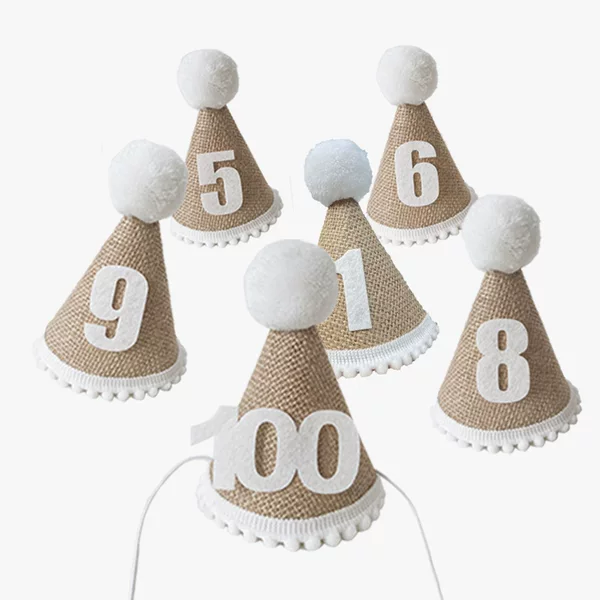 Simple Mori Linen Pointed Hat Baby's Birthday Party Celebration Props Hundred Days and Half Years Old Record Hat