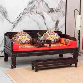 HF2X罗汉床实木新中式非洲金花梨仿古红木家具床榻小户型沙发床贵