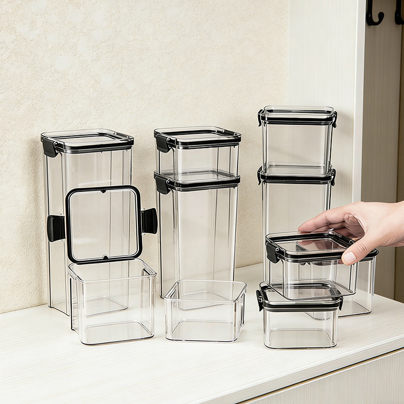 Sealed Jar Grain Kitchen Storage Food Grade Transparent Plastic Jar Box Snacks Dry Tea Storage Jar