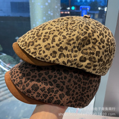美式复古辣妹豹纹前进帽子女款2025新款夏季百搭气质贝雷帽鸭舌帽