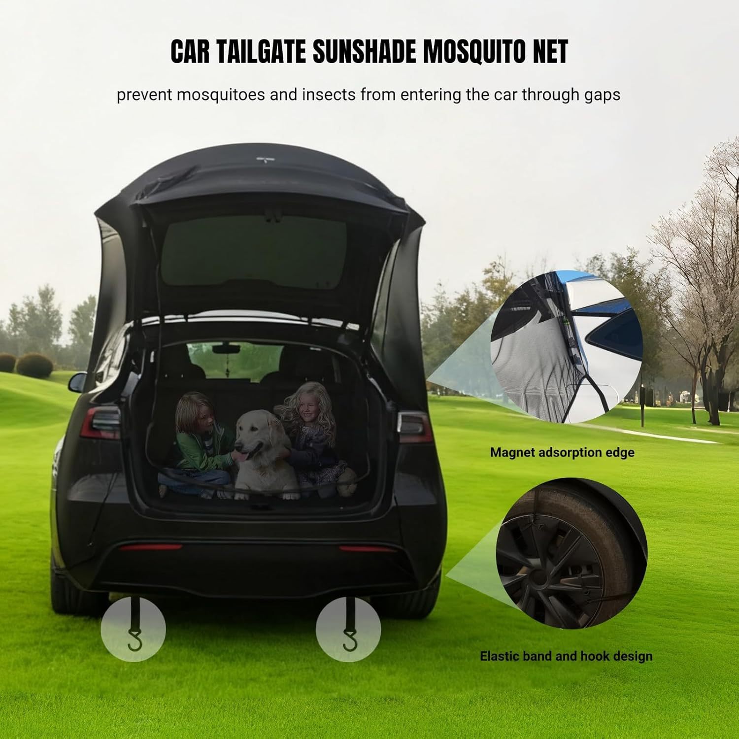 Cross-Border Car Mosquito Net, Convenient In-Car Mosquito Screen, Car Sunshade Window Net, Privacy Sunshade Curtain, in Stock