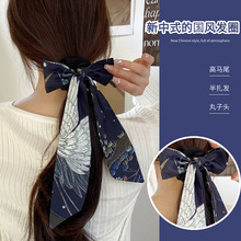 小众设计油画感蝴蝶结马尾打结发圈头绳女绑头发法式大肠发圈批发