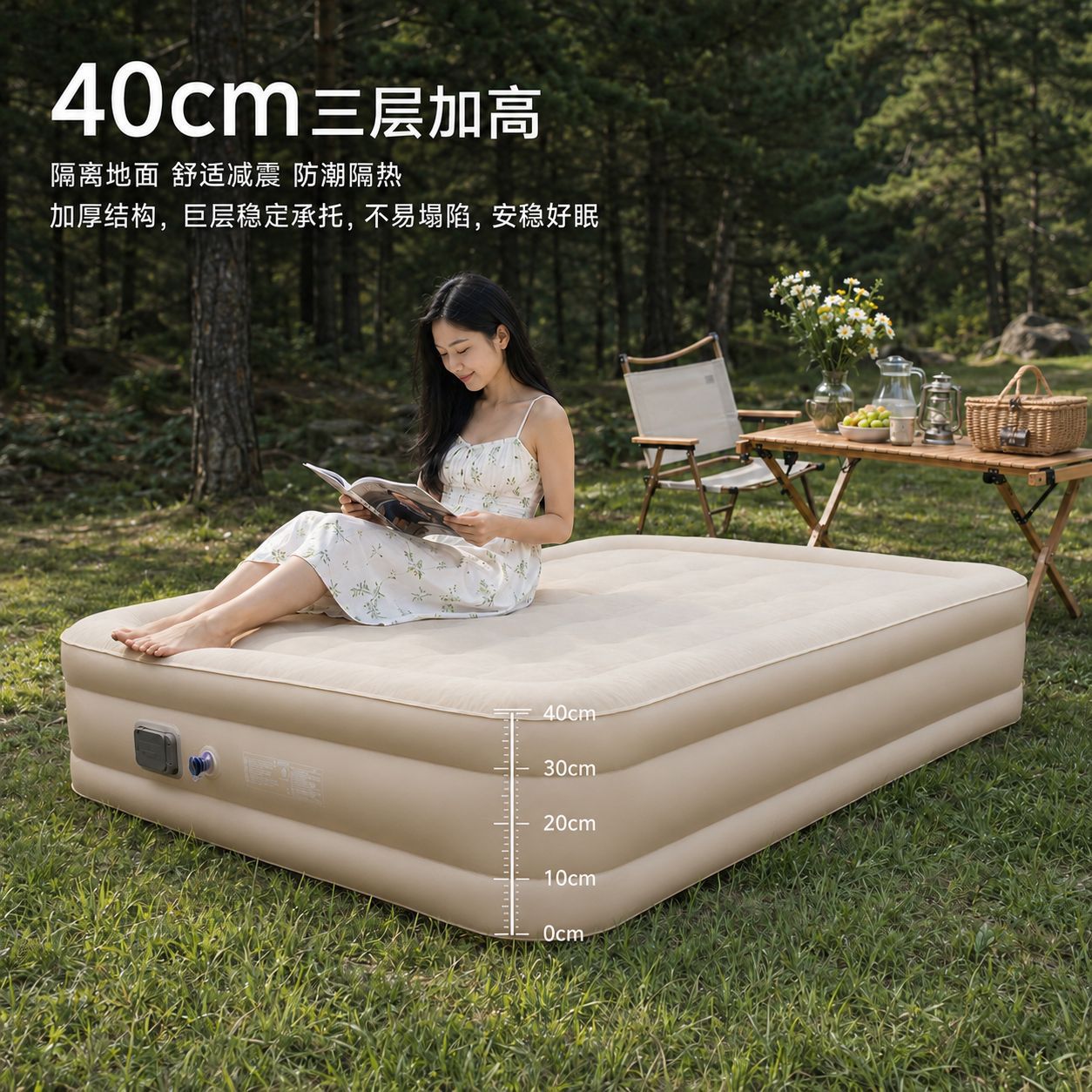Car-mounted mattress, automatic inflatable camping air mattress, home inflatable mattress, self-driving travel trunk outdoor inflatable bed