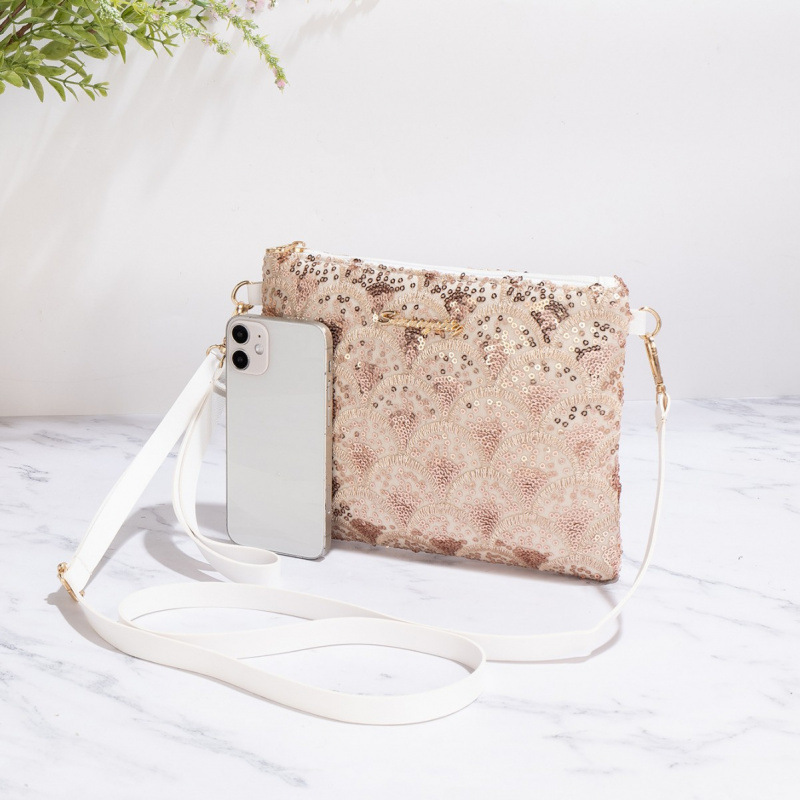 Nicho de estilo nacional de verano 2025 nueva cadena de moda alta sensación de moda sequinilla portátil bolsas de tramo oblicuas