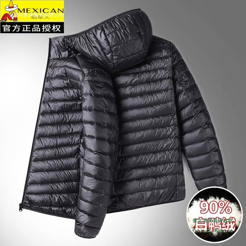 Scarecrow's New Lightweight down Jacket for Men, Short, Versatile, Lightweight, Thin, White Duck Down, Large Size, Autumn and Winter Coat