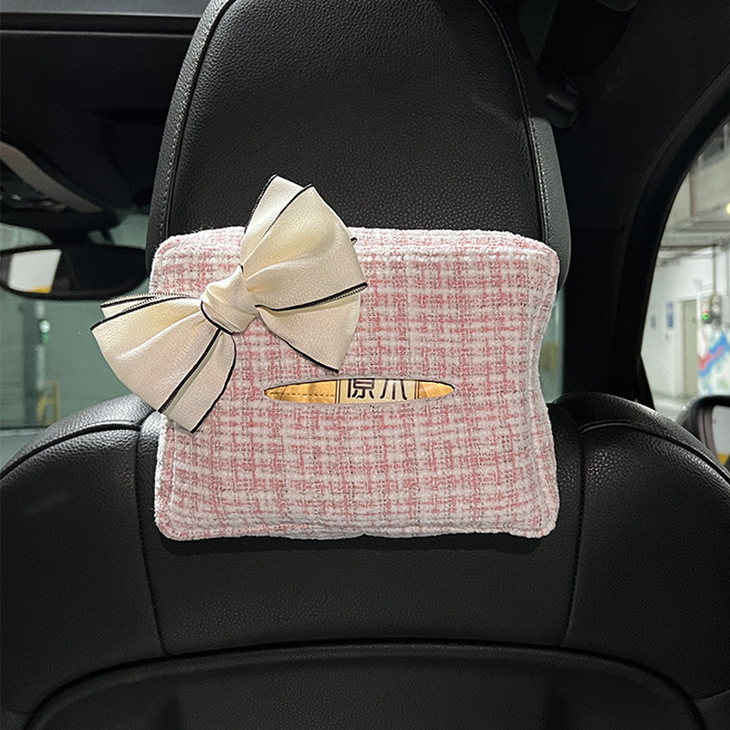 Caja de pañuelos de coche, lujo ligero, pequeña fragancia, asiento de coche, reposabrazos de coche, bomba de pañuelos, caja de pañuelos de coche multifuncional creativa
