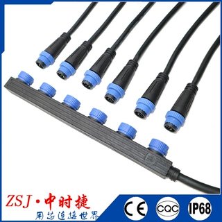 M15-F型一拖六 CSA-M15公母防水插头线  路灯模组电源一出六