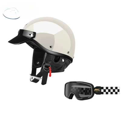 Summer 3C Scoop Helmet, Motosiklet dəbilqələri - xs-glossy-white-black-and-white-checkered-goggles-free-shipping-by-sf-express