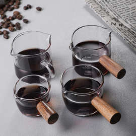 LW96京适意式浓缩咖啡玻璃小奶盅杯萃取迷你木柄咖啡杯带刻度器具