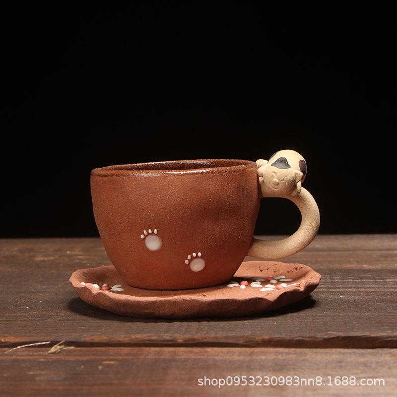 癒しの手作りセラミックカップかわいいミルクフラワーティージュースコーヒーカップ漫画ヨーロッパレトロ陶器動物ウォーターカップ|undefined