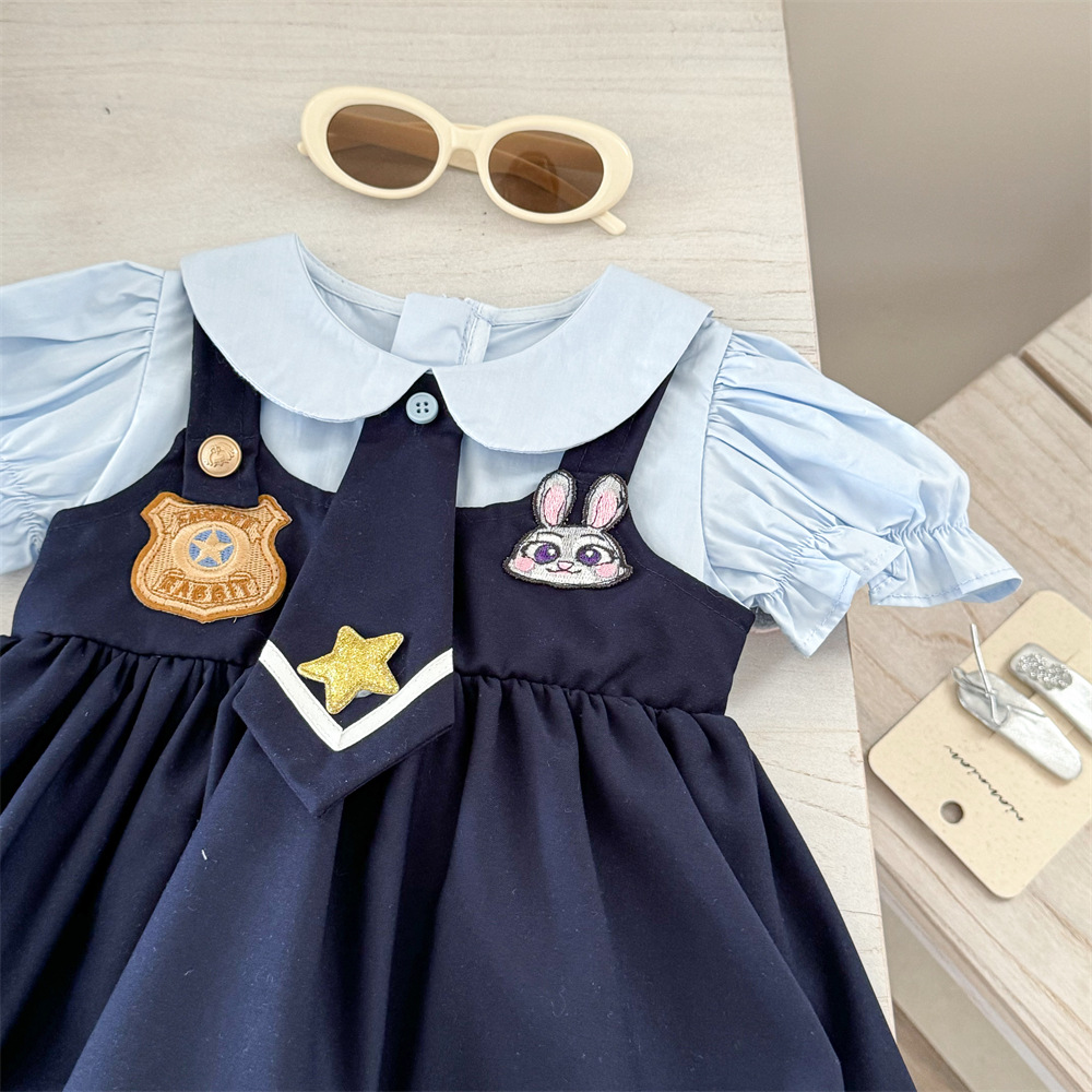 Vestido de princesa Lolita de siete niñas de limón salado estilo occidental 2025 nuevo vestido de policía de conejo de bebé de niña de verano