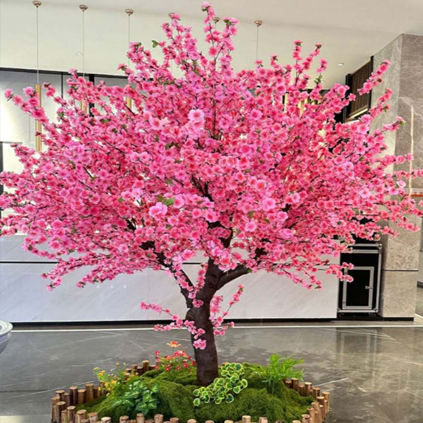 仿真桃花树大型假桃树室内商场酒店直播间许愿树祈福树景区装饰树