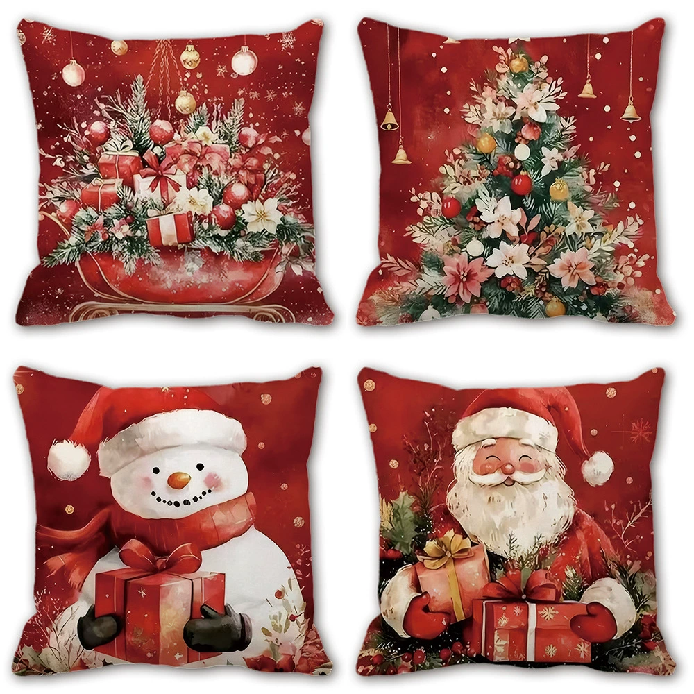 Трансграничная бестселлер Amazon, рождественская плюшевая наволочка, красная спинка Санта-Клауса, снеговика с цифровой печатью