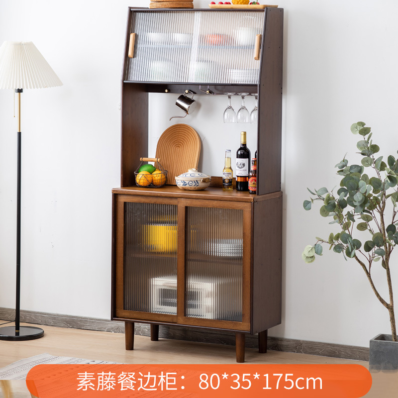 Gabinete lateral nórdico gabinete alto armario de cocina simple gabinete de Casa gabinete de ratán japonés puerta de vidrio gabinete de almacenamiento