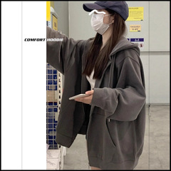 秋季外套女春秋款连帽卫衣女2025新款爆款早秋韩系灰色开衫上衣女