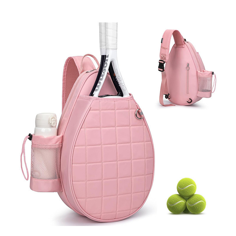 Cross-Border New Product Quilted Tennis Backpack Crossbody Bag Sling Pickleball Bag Waterproof Thickened Outdoor Racket Bag for Men and Women