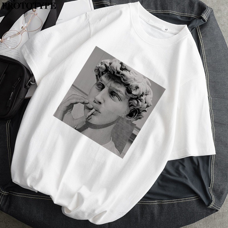 David Women T Shirt Sculpture Print 90 s Harajuku Women T-Shirt Top Street Ins