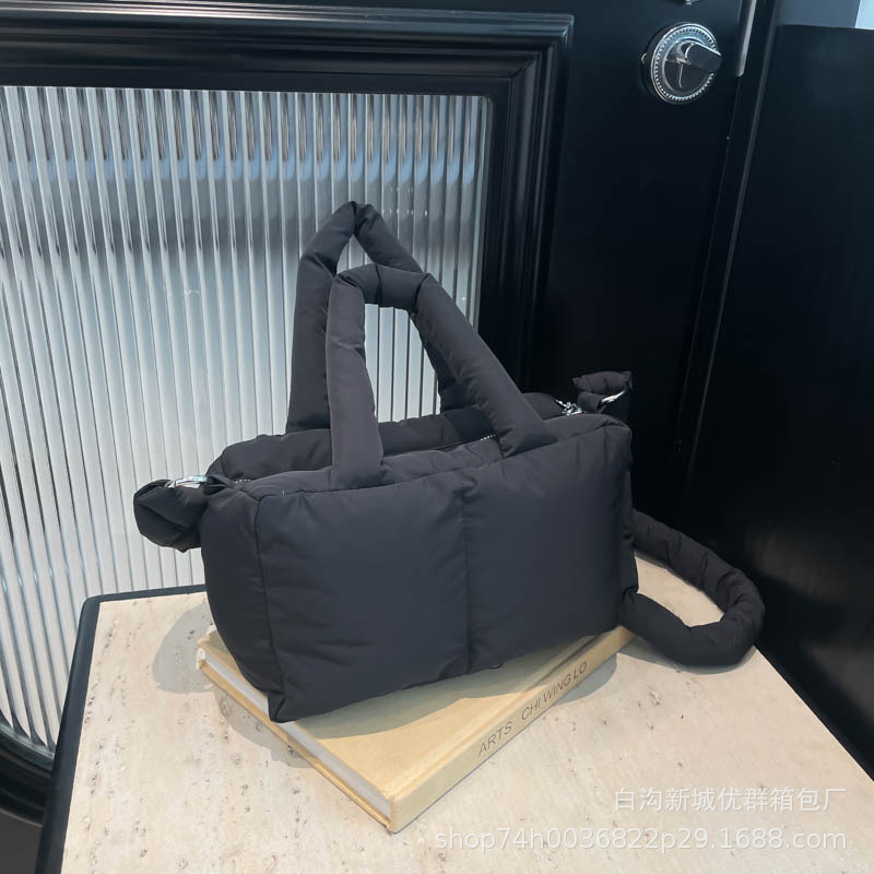 新品ブロックコットンバッグ大容量ファッションハンドバッグ片肩斜め掛けトートバッグ高級感ふかふか小角バッグ|undefined