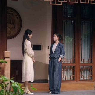 短剧盛夏芬德拉郭宇欣白清枚同款亚麻棉牛仔套装假两件外套阔腿裤